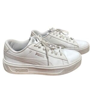 Puma Smash 3.0 Platform White Silver Sneakers 390758-01 Womens 11